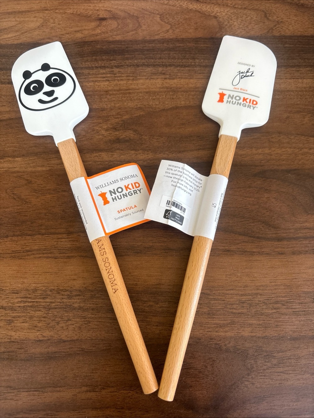 Williams Sonoma White Silicone Spatula Set with Natural Wood Handles